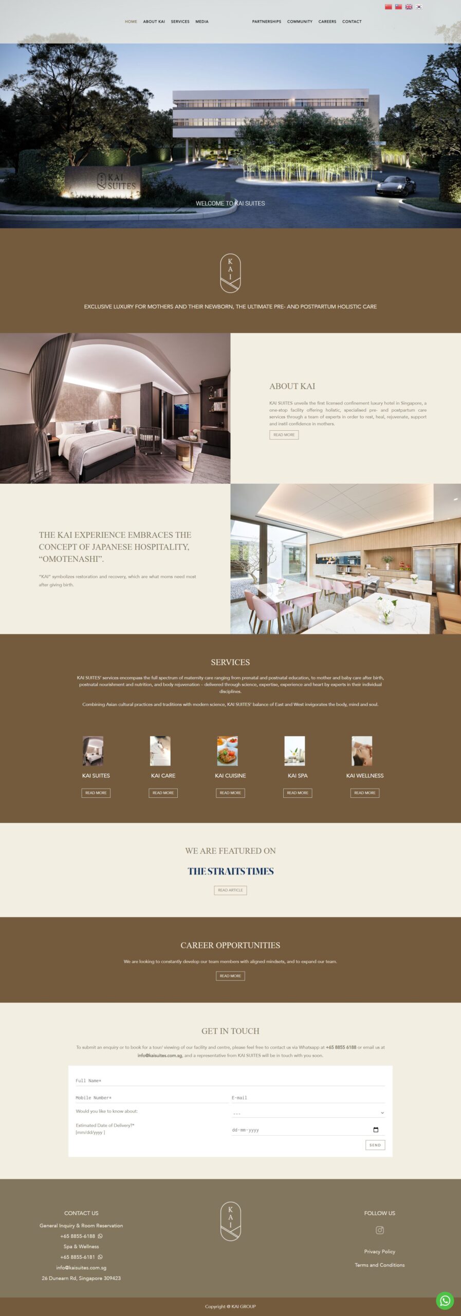 kai singapore website design portfolio