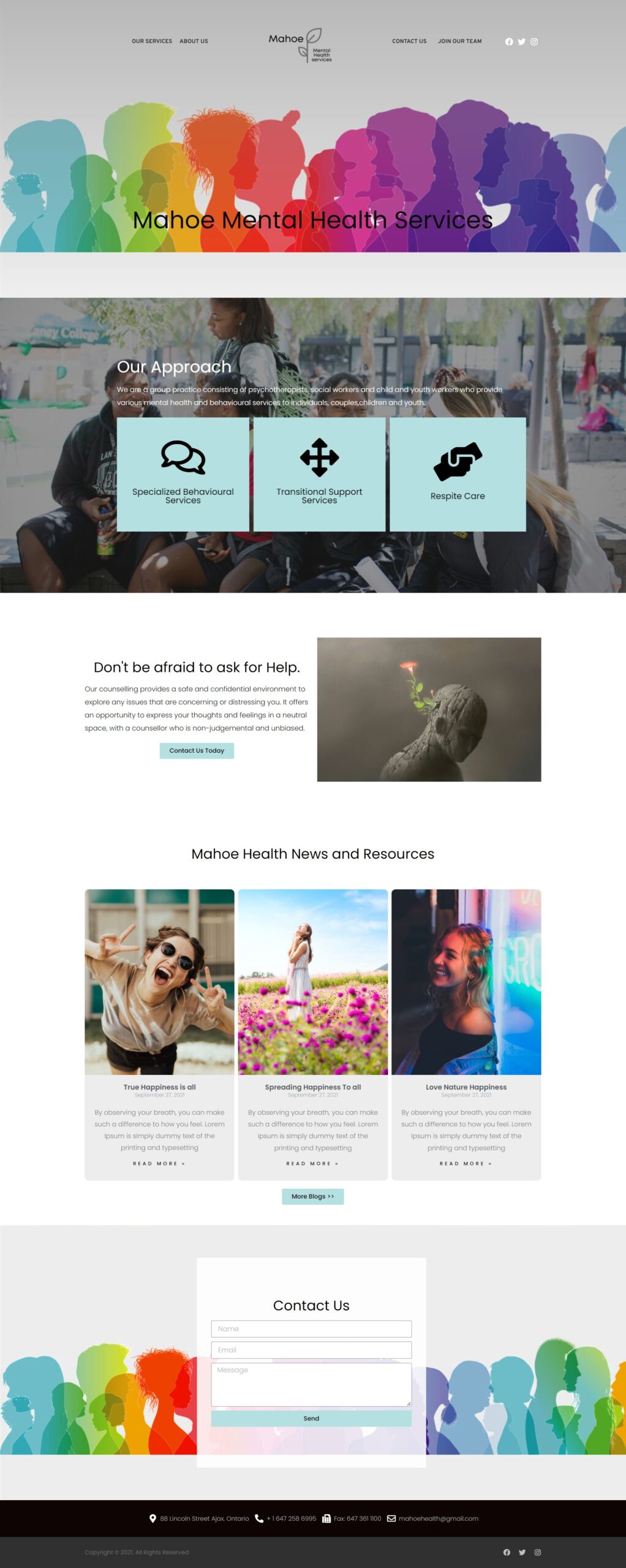 mahoe health website design portfolio