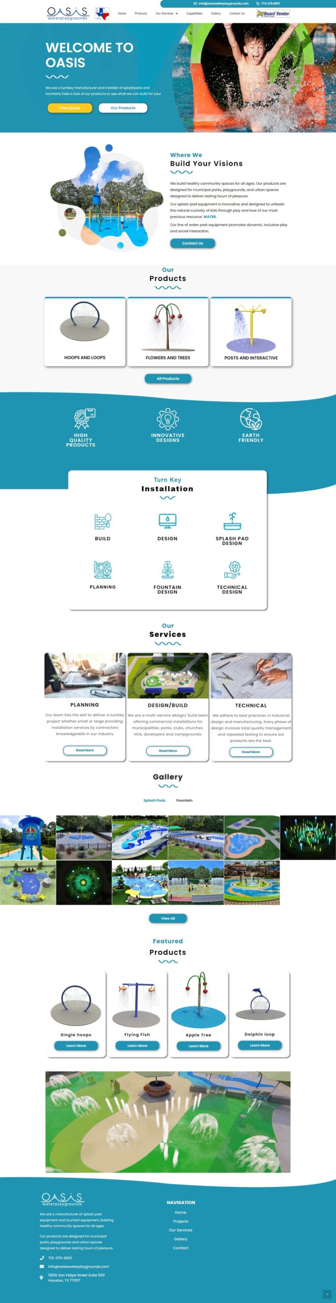 oasis water playgrounds website design portfolio