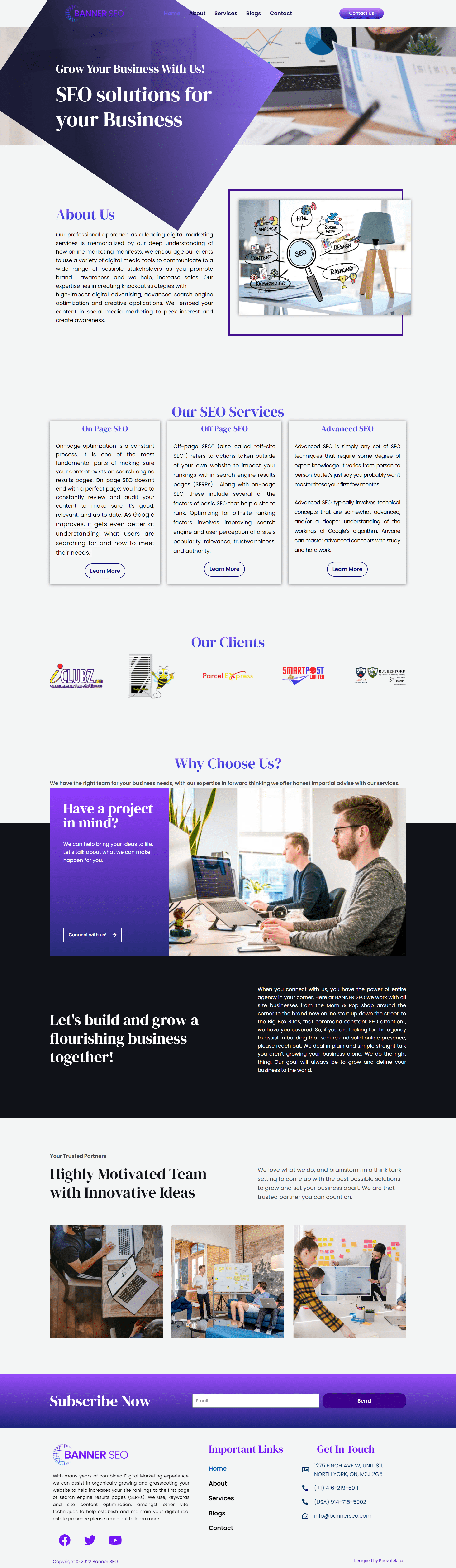 Banner SEO web design portfolio