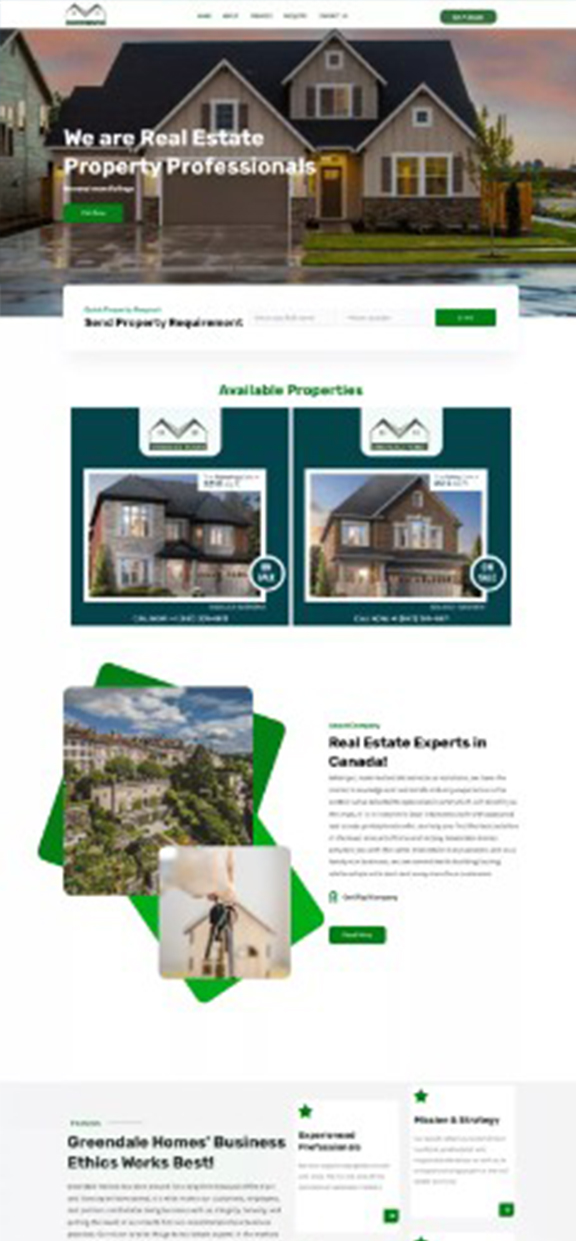 green dale homes website design potfolio