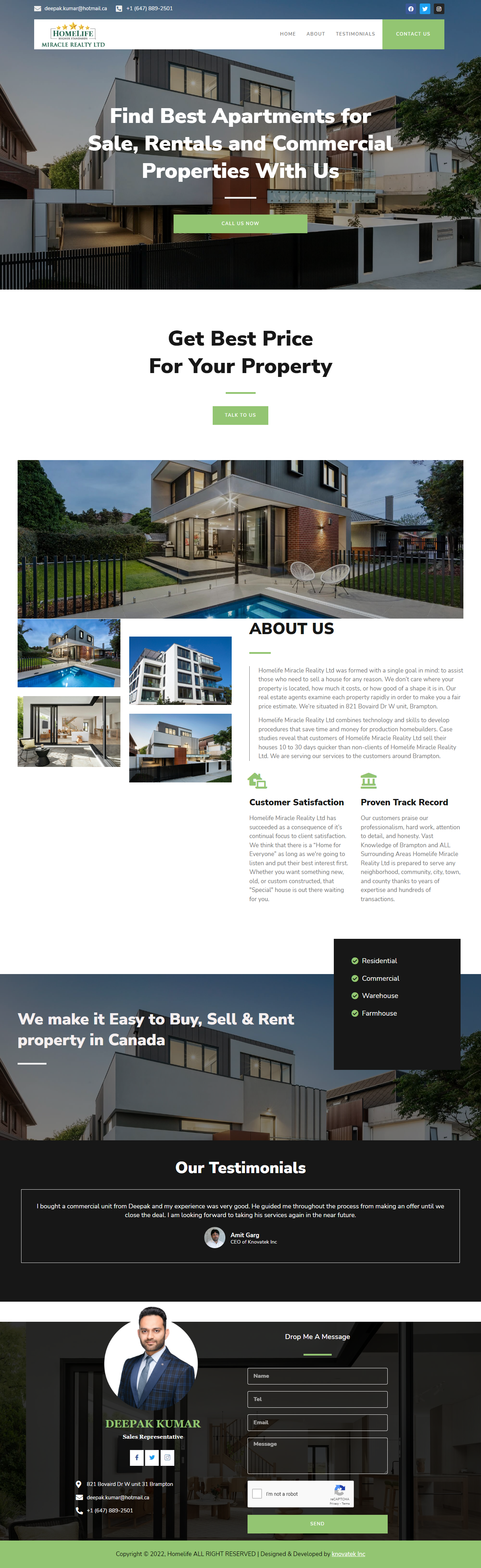 deepak real estate website design portfolio