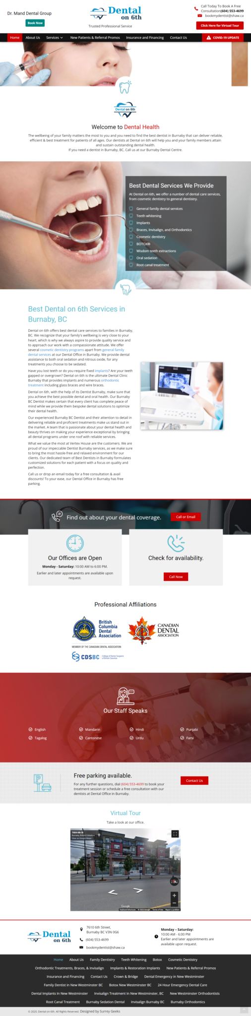 burnaby dental office website design portfolio